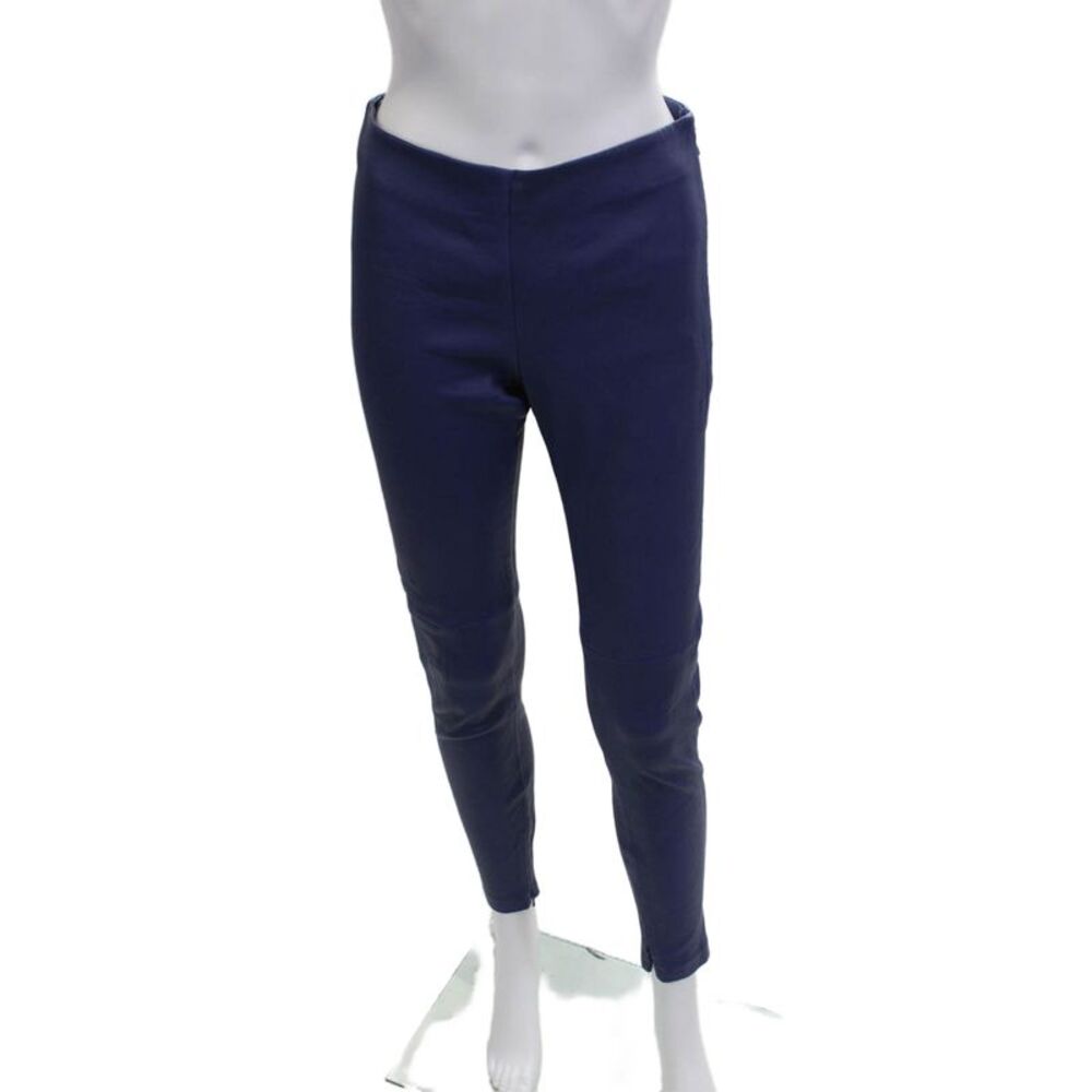 Victoria Beckham Women Ankle Jegging Leather Pants Purple Zip Size 28